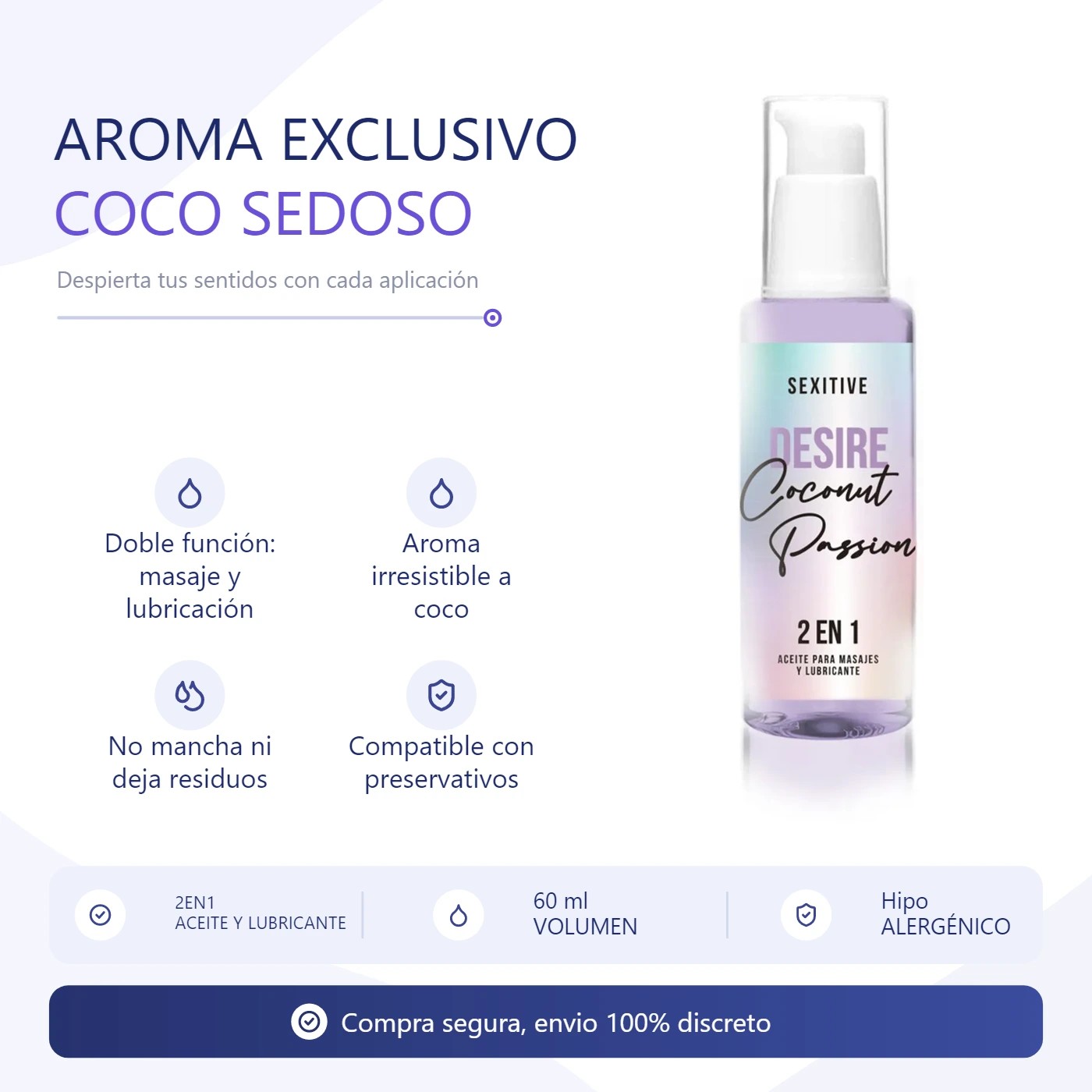 Aceite y Lubricante Desire Coconut Passion 2 en 1 - Imagen 2